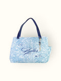 Bolsa Wallow Arabesque Turquesa com Alça de Couro Marinho