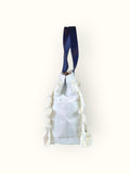 Bolsa Wallow Azul com Alça de Couro Marinho com Zíper