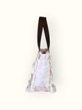 Bolsa Nuna Rosa com Alças de Couro Marrom Escuro com Zíper