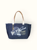 Bolsa Nuna Jeans Preto com Alças de Couro Off White