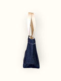Bolsa Nuna Jeans Preto com Alças de Couro Off White