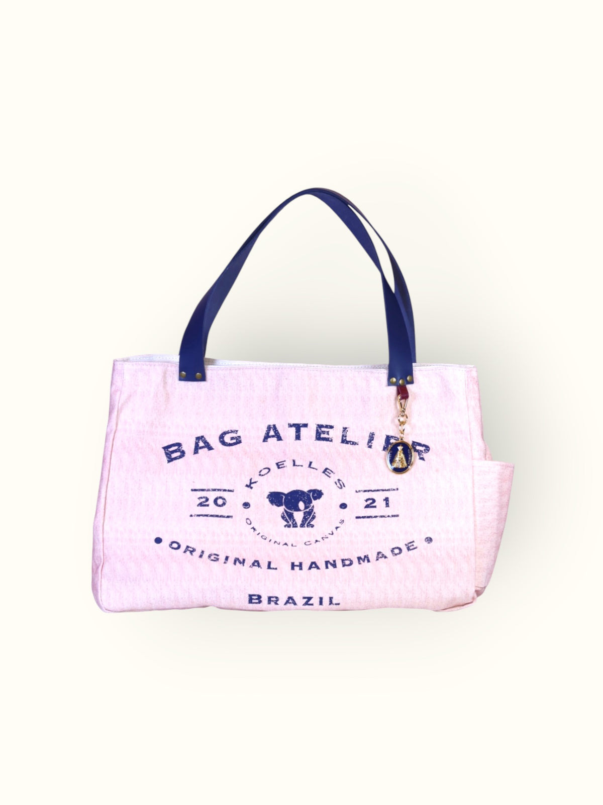 Bolsa Wallow Rosa com Alça de Couro Marinho