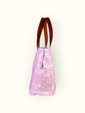 Bolsa Wallow Arabesque Rosa com Alça de Couro Marrom