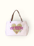 Bolsa Wallow de lona bege com alça de couro off white