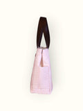 Bolsa Wallow Rosa com Alça de Couro Marrom Escuro