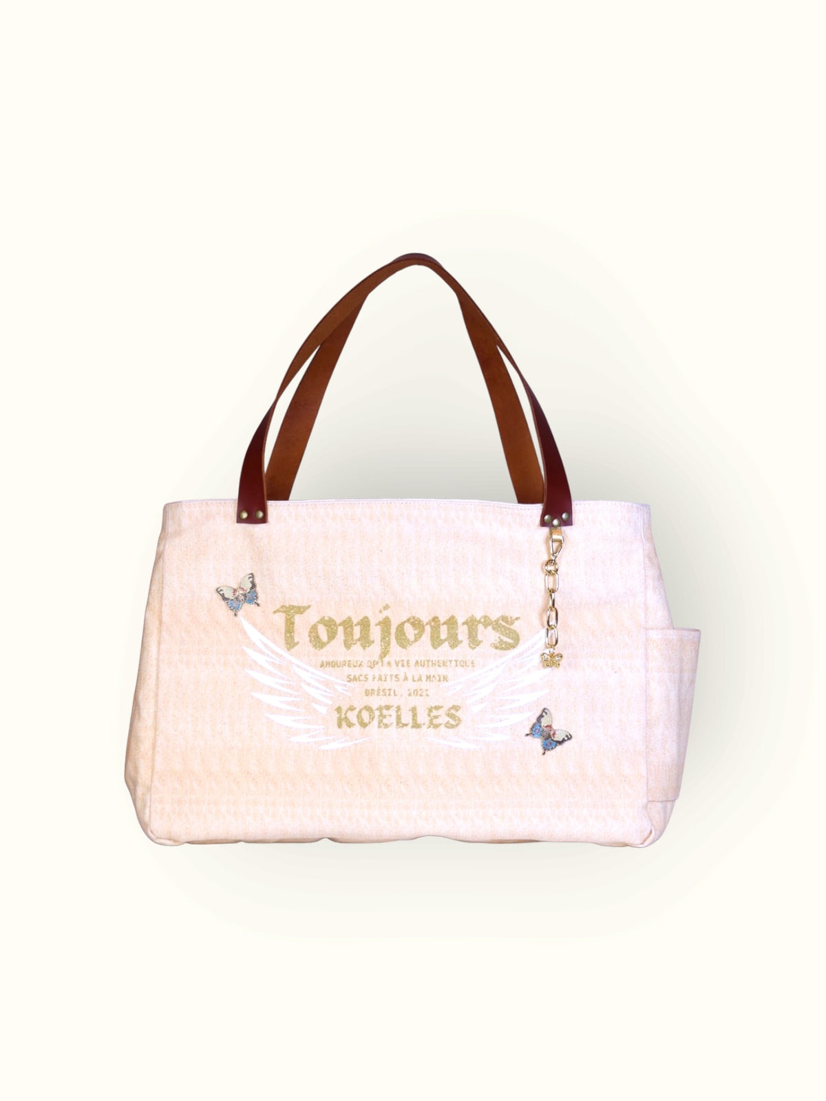 Bolsa Wallow Laranja com Alça de Couro Marrom