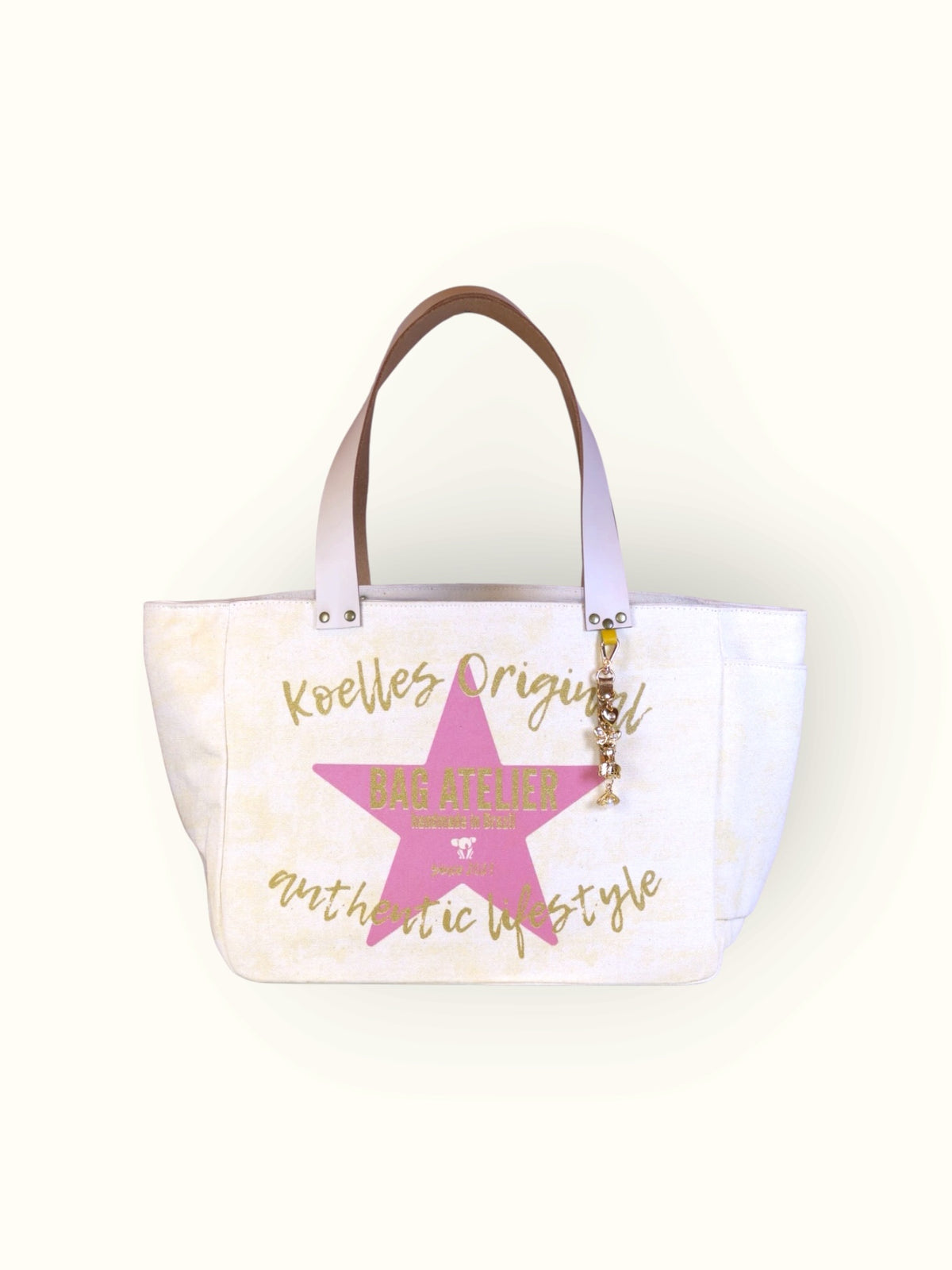 Bolsa Nuna Amarela com Alças de Couro Off White