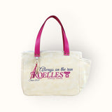 Bolsa Nuna Bege com Alças de Couro Rosa Choque