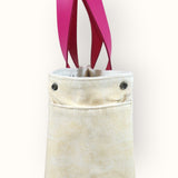 Bolsa Nuna Bege com Alças de Couro Rosa Choque