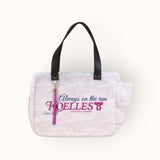 Bolsa Nuna Lilac com Alça de Couro Marrom Escuro