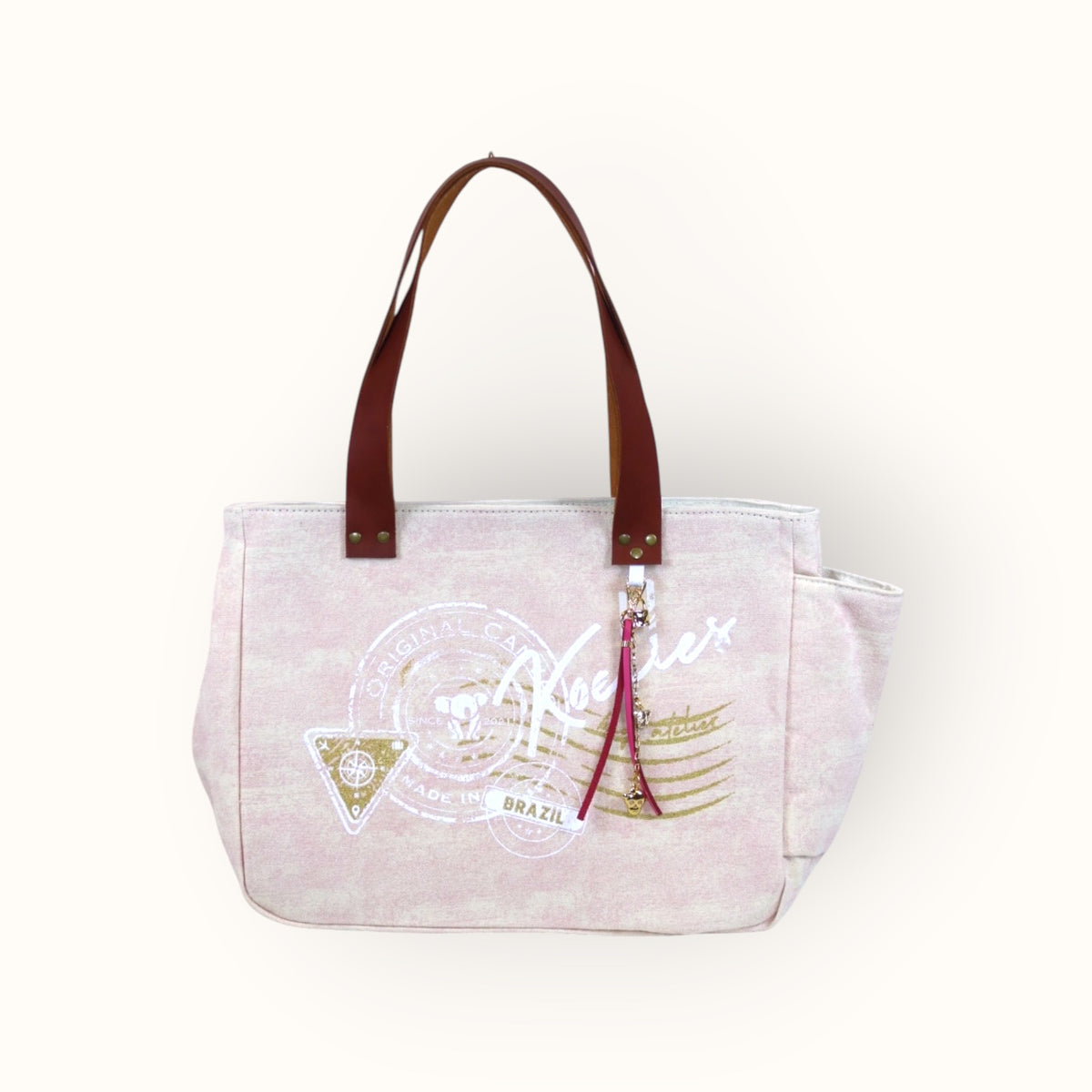 Bolsa Nuna Lilac com Alças de Couro Marrom