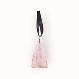 Bolsa Nuna Rosa com Alças de Couro Marrom Escuro