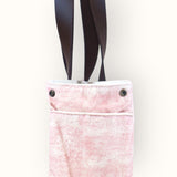 Bolsa Nuna Rosa com Alças de Couro Marrom Escuro