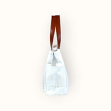 Bolsa Wallow Azul com Alça de Couro Marrom
