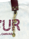 Bolsa Wallow Azul com Alça de Couro Marrom