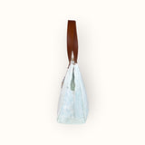 Bolsa Wallow Aqua com Alça de Couro Marrom Café