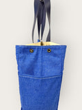 Bolsa Wallow Azul Port com Alça de Couro Marinho