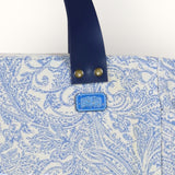 Bolsa Nuna Arabesque Azul com Alças de Couro Marinho