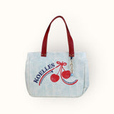 Bolsa Nuna Aqua com Alças de Couro Vermelho