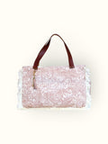 Bolsa Wallow Arabesque Terracota com Alça de Couro Marrom com Zíper