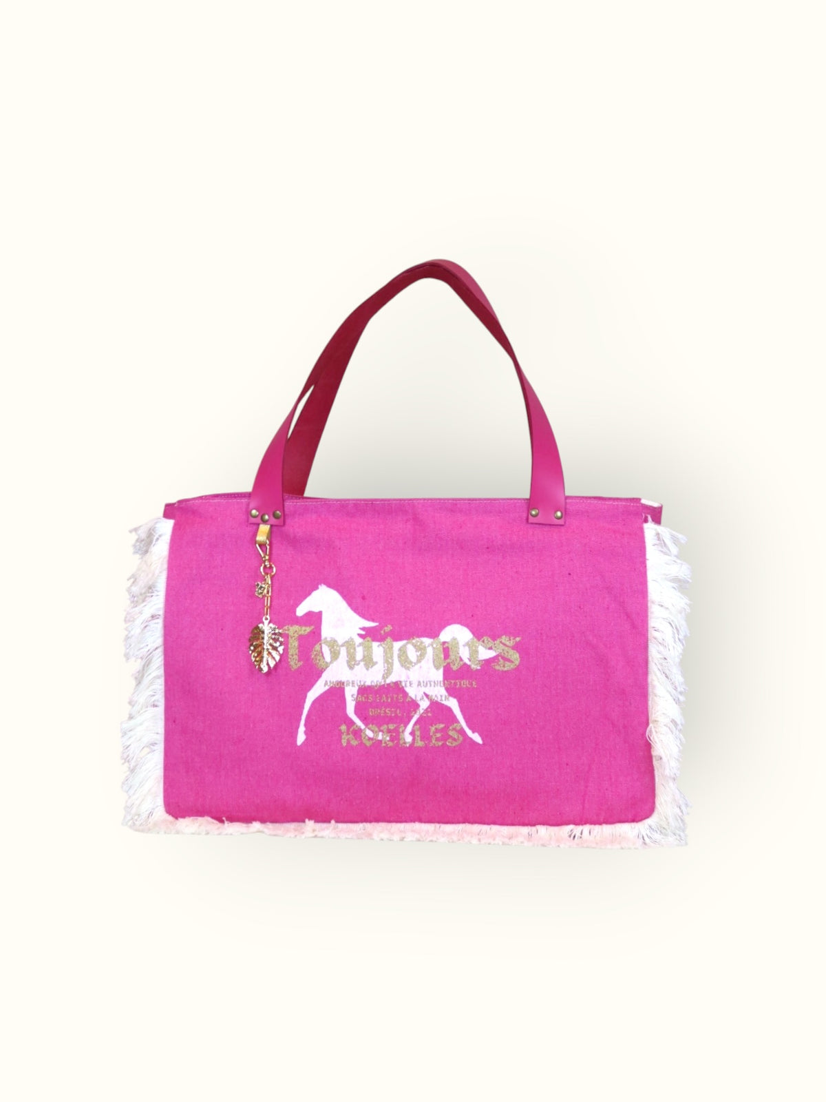 Bolsa Wallow Rosa Choque com Alça de Couro Rosa com Zíper