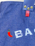 Bolsa Wallow Jeans com Alça de Couro Marinho