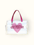 Bolsa Wallow Azul com Alça de Couro Rosa com Zíper