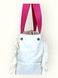 Bolsa Wallow Azul com Alça de Couro Rosa com Zíper