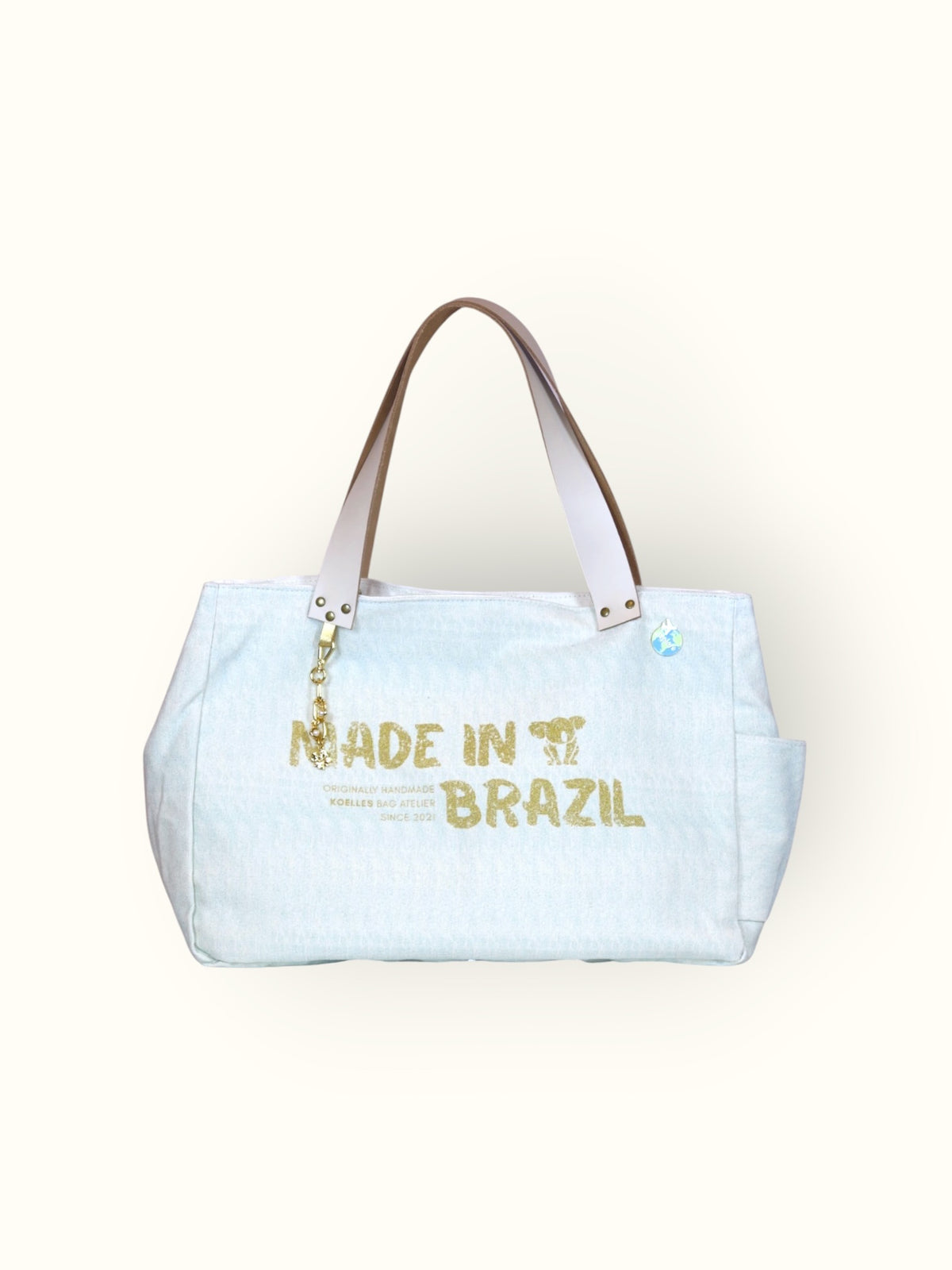 Bolsa Wallow Aqua com Alça de Couro Off White