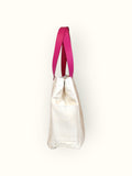 Bolsa Wallow Bege com Alça de Couro Rosa