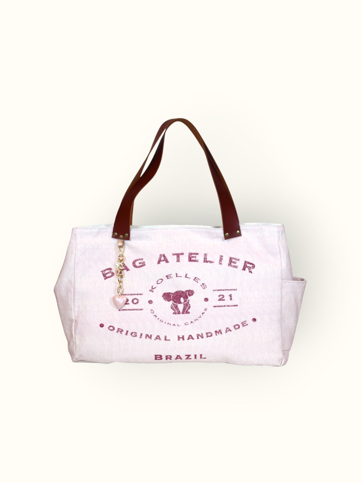 Bolsa Wallow Lilac com Alça de Couro Marrom