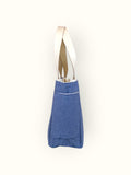 Bolsa Nuna Jeans Claro com Alças de Couro Off White com Zíper