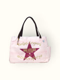 Bolsa Wallow Rosa com Alça de Couro Marrom Escuro