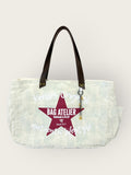 Bolsa Wallow Aqua com Alça de Couro Marrom Escuro