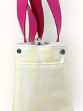 Bolsa Nuna Amarela com Alças de Couro Rosa