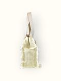 Bolsa Wallow Amarela com Alça de Couro Off White com Zíper