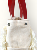 Bolsa Wallow Bege com Alça de Couro Vermelho com Zíper