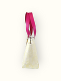 Bolsa Nuna Amarela com Alças de Couro Rosa