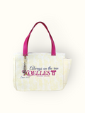 Bolsa Nuna Amarela com Alças de Couro Rosa