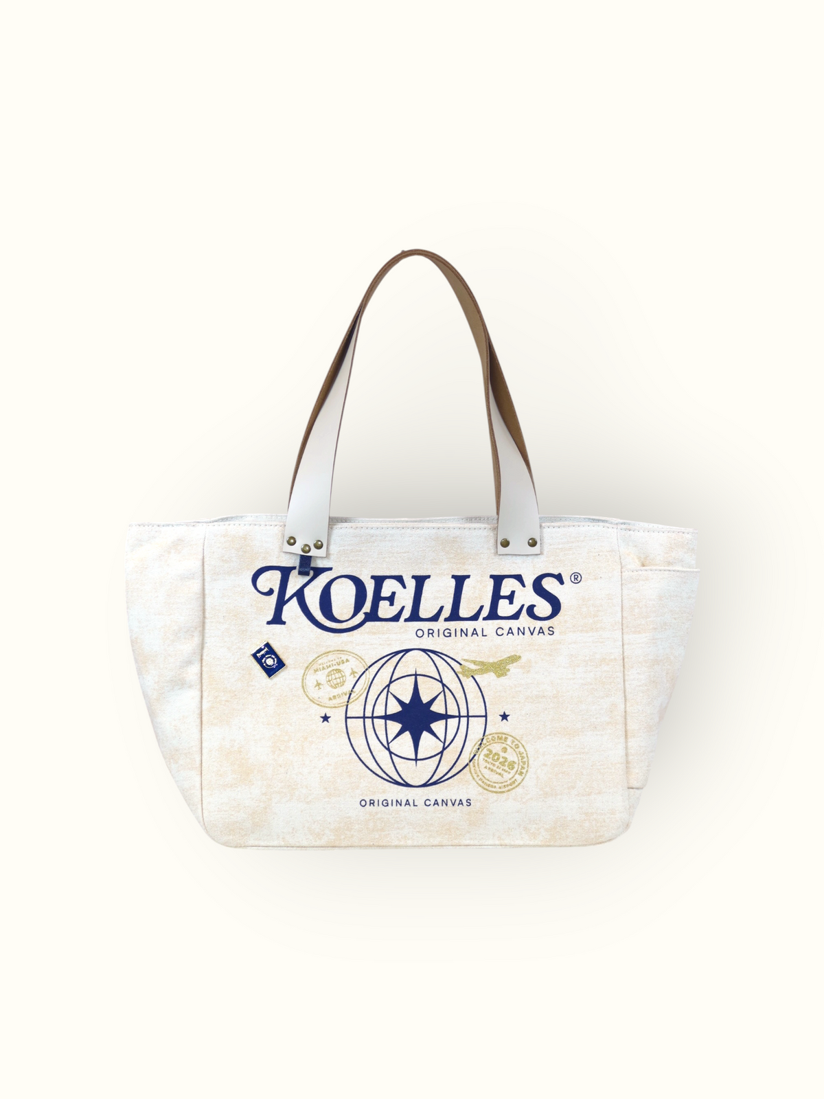 Bolsa Nuna Bege com Alças de Couro Off White